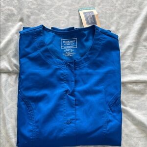 Cherokee Royal Blue Snap-Front Medical Scrub Top